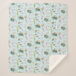 Personalisiert Baby Girl Turtle | 50 x 60 Sherpadecke