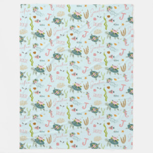 Personalisiert Baby Girl Turtle   60 x 80 Fleecen Fleecedecke