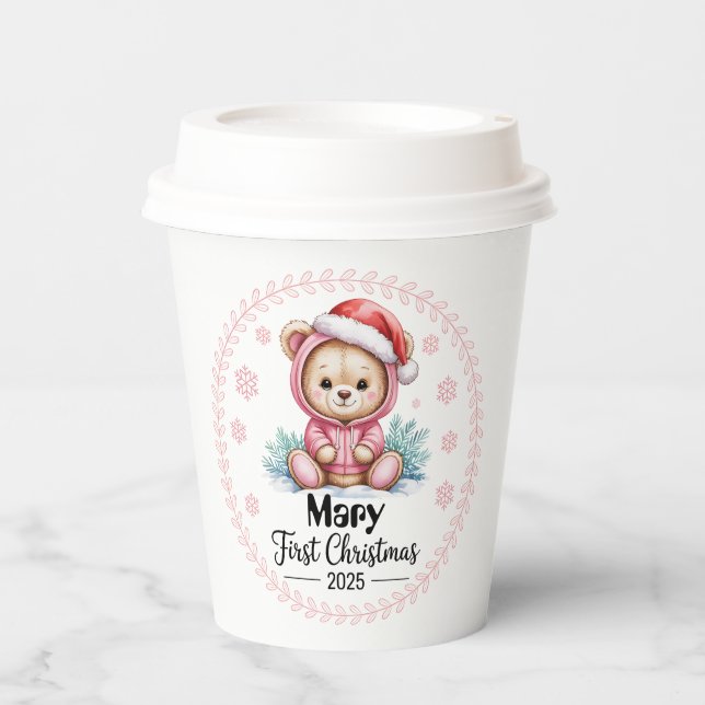 Personalisiert Baby Girl's First Christmas Cups -  Pappbecher (Vorderseite)