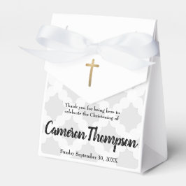 Personalisiert Baby Gray Gold Cross Christening Geschenkschachtel