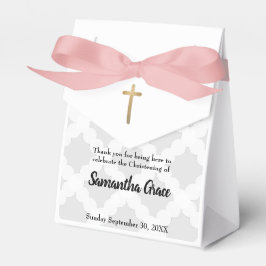 Personalisiert Baby Gray Pink Gold Cross Christeni Geschenkschachtel
