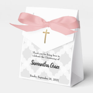 Personalisiert Baby Gray Pink Gold Cross Christeni Geschenkschachtel