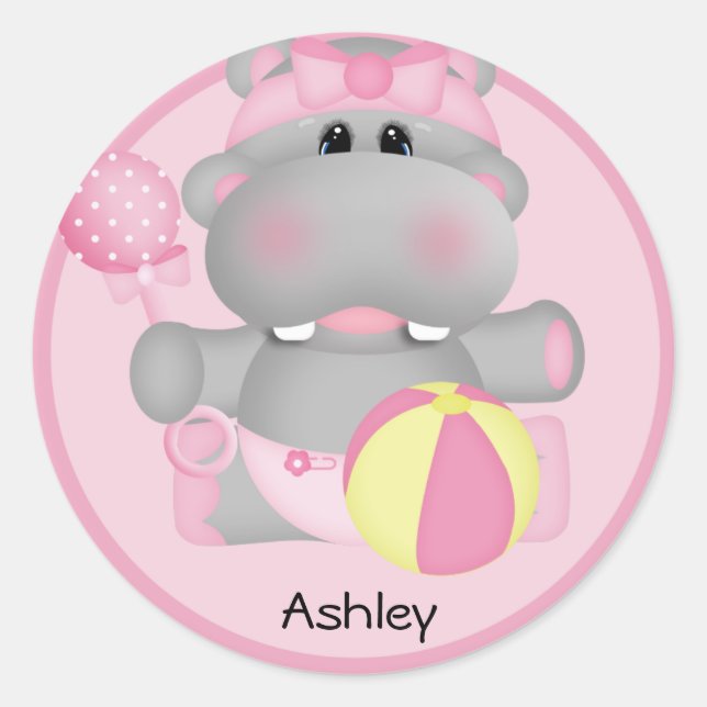Personalisiert Baby Hippo Sticker (Vorderseite)