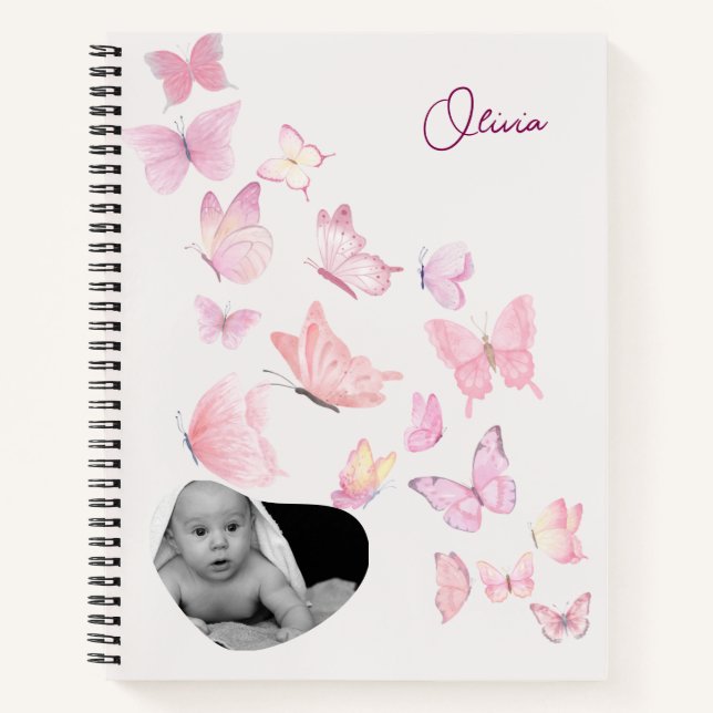 Personalisiert Baby Keepake Journal - Butterfly Notizbuch (Vorderseite)