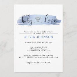 Personalisiert Baby Liebe Blue White Boy Babydusch Einladung