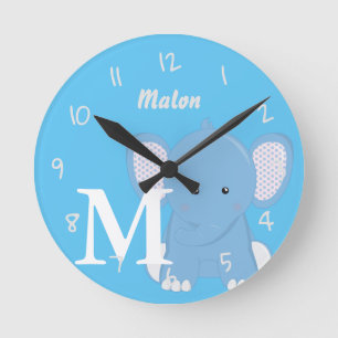 Personalisiert Baby Light Blue Round Clock Runde Wanduhr