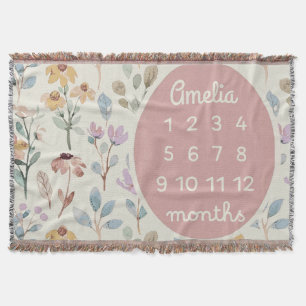 Personalisiert Baby Milestone Blanket Girl Decke