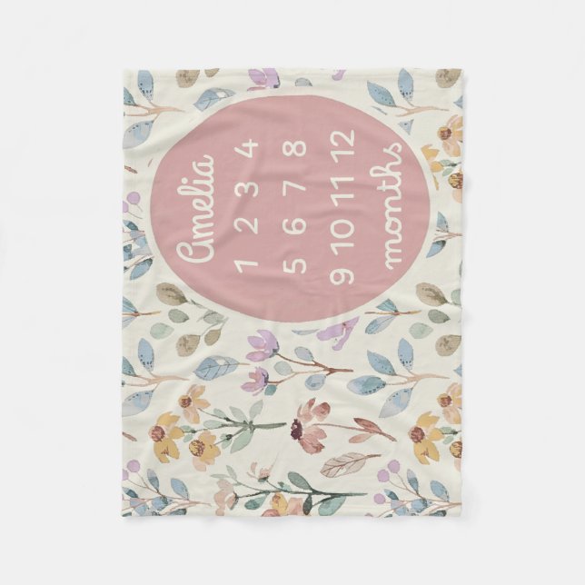 Personalisiert Baby Milestone Blanket Girl Fleecedecke (Vorderseite)