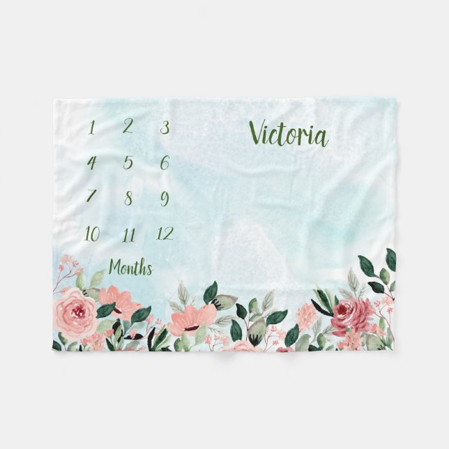 Personalisiert Baby Milestone Fleecedecke (Vorderseite (Horizontal))