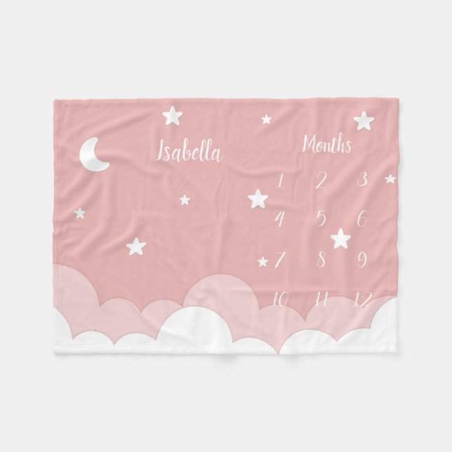 Personalisiert Baby Milestone Fleecedecke (Vorderseite (Horizontal))