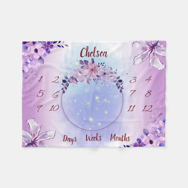 Personalisiert Baby Milestone Fleecedecke (Vorderseite (Horizontal))