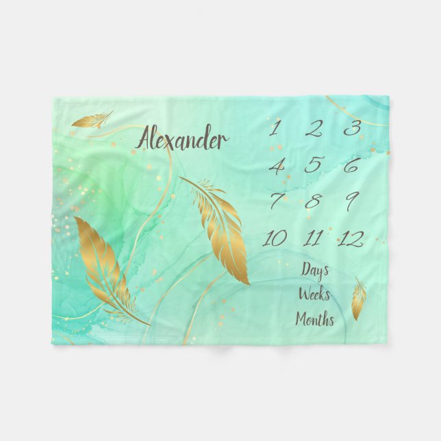 Personalisiert Baby Milestone Fleecedecke (Vorderseite (Horizontal))