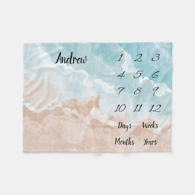 Personalisiert Baby Milestone Fleecedecke (Vorderseite (Horizontal))