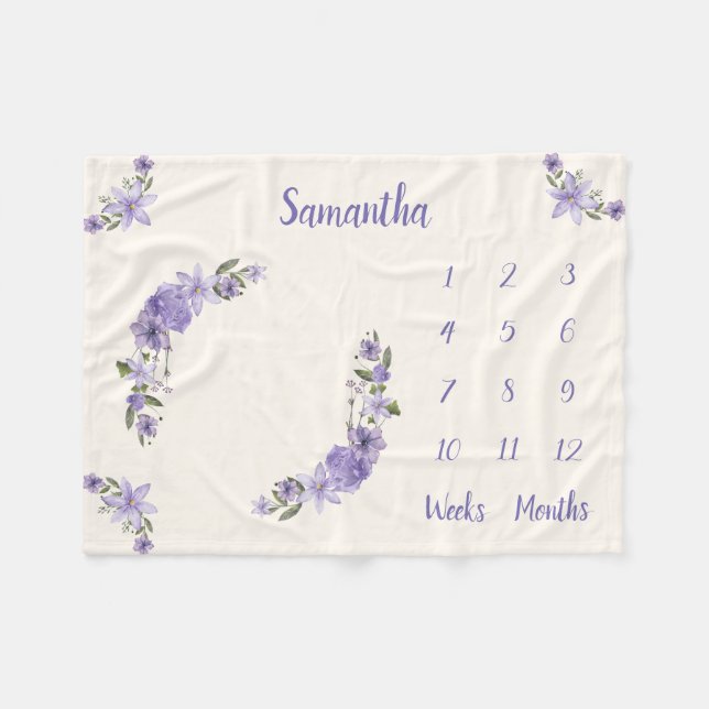 Personalisiert Baby Milestone Fleecedecke (Vorderseite (Horizontal))