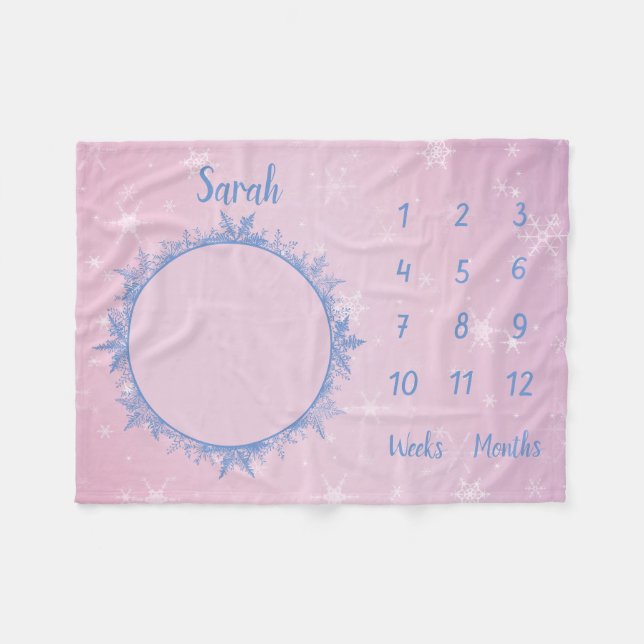 Personalisiert Baby Milestone Fleecedecke (Vorderseite (Horizontal))