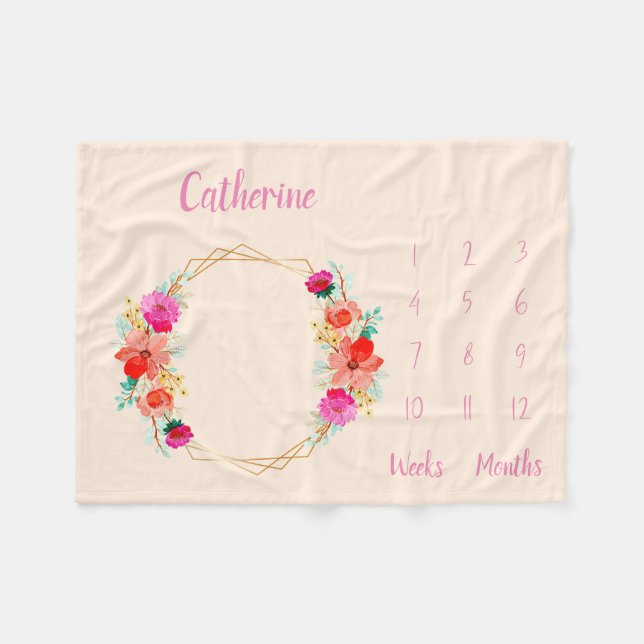 Personalisiert Baby Milestone Fleecedecke (Vorderseite (Horizontal))