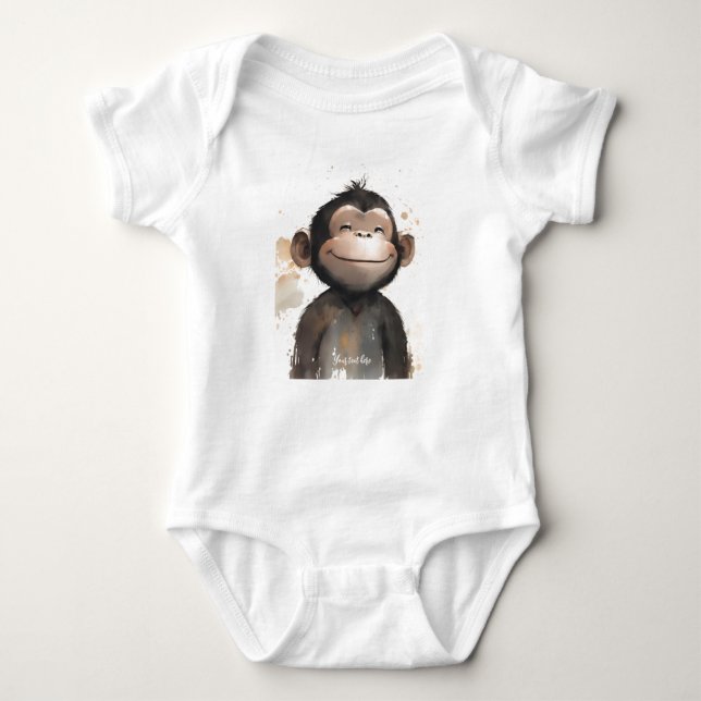 Personalisiert Baby Monkey Körperanzug Baby Strampler (Vorderseite)