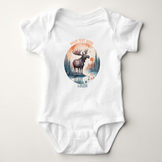 Personalisiert Baby Moose Baby Strampler (Vorderseite)