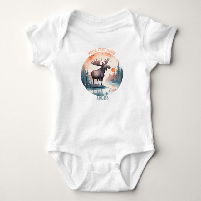 Personalisiert Baby Moose Strampler (Vorderseite)