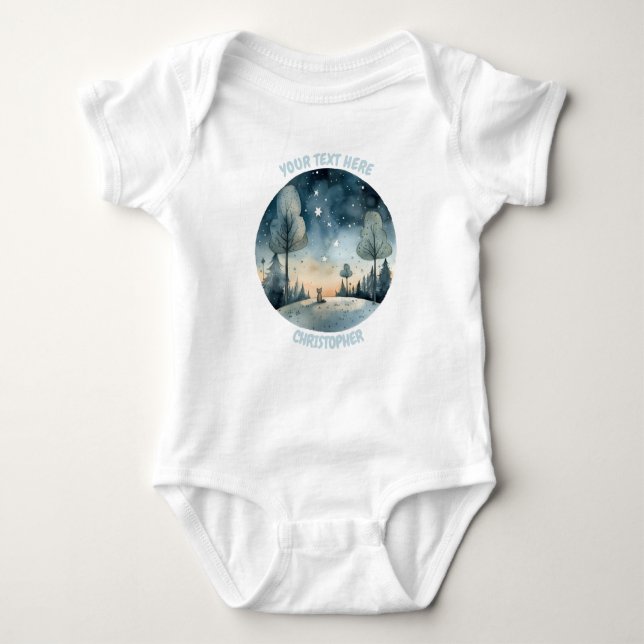 Personalisiert Baby Night Sky Bodysuit Baby Strampler (Vorderseite)