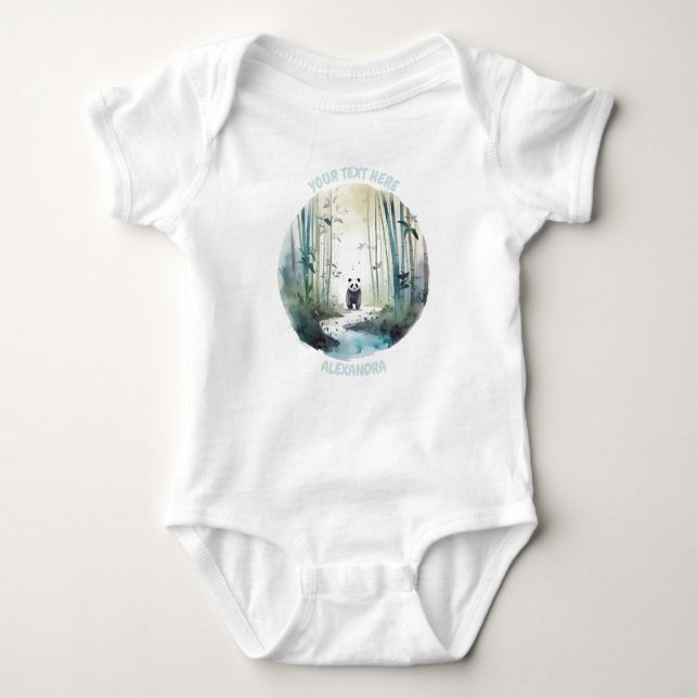 Personalisiert Baby Panda Bodysuit Strampler (Vorderseite)