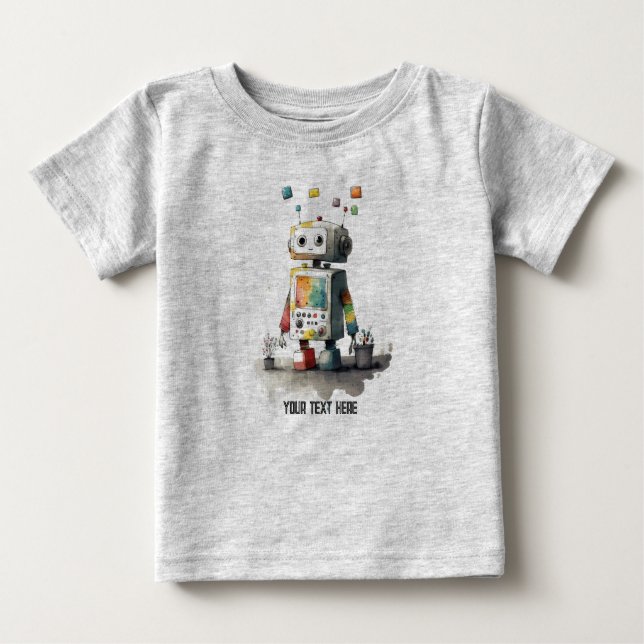 Personalisiert Baby Robot T-Shirt (Vorderseite)