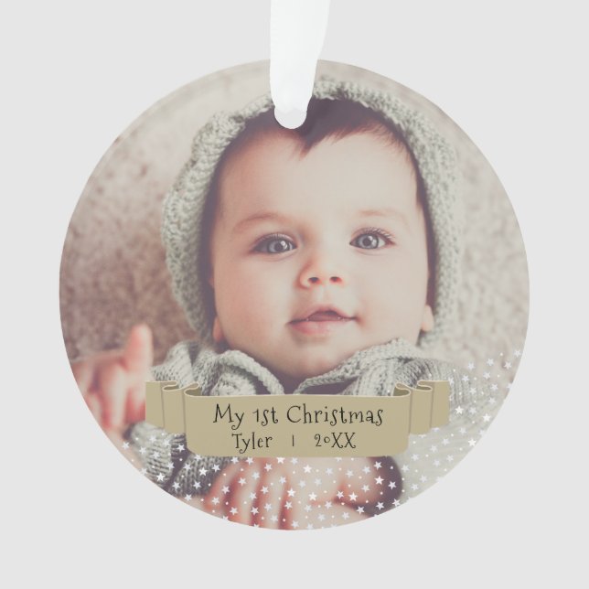 Personalisiert Baby`s First Christmas Foto Ornament (Vorderseite)