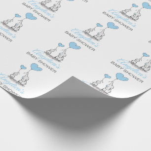 Personalisiert BABY SHOWER Blue Elephant BOY Geschenkpapier
