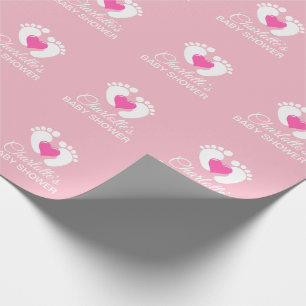 Personalisiert BABY SHOWER Pink Feet Herzstück MIR Geschenkpapier