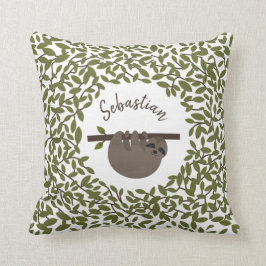 Personalisiert Baby Sloth Greenery Kissen