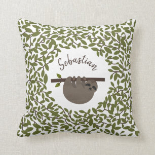 Personalisiert Baby Sloth Greenery Kissen