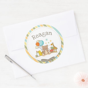 Personalisiert Baby Teddy Bear Giraffe Rubber Duck Runder Aufkleber