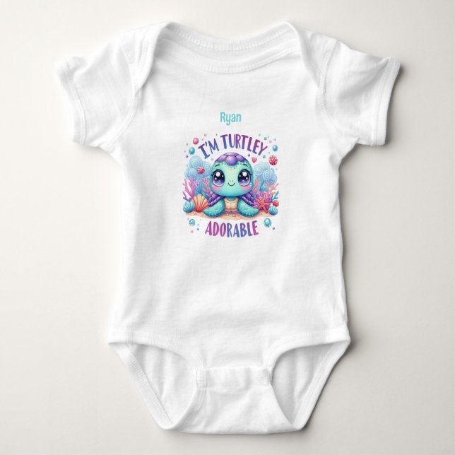 Personalisiert Baby Turtle Baby Strampler (Vorderseite)