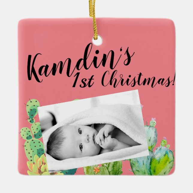 Personalisiert Baby XMAS Ornament Bohemisch Cactus (Vorderseite)