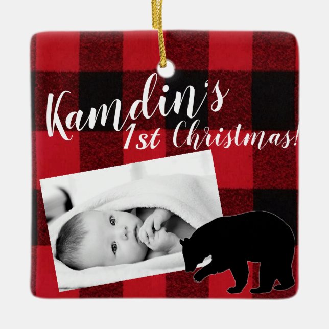 Personalisiert Baby XMAS Ornament Red Buffalo Kari (Vorderseite)
