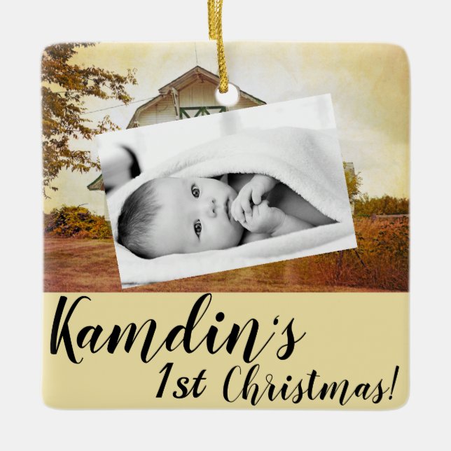 Personalisiert Baby XMAS Ornament Sunset Barn Coun (Vorderseite)