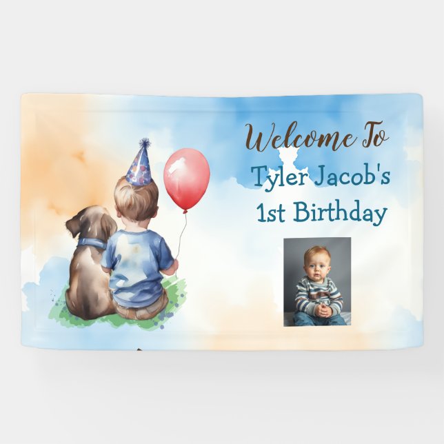 Personalisiert Baby's 1. Geburtstag Willkommen Banner (Horizontal)