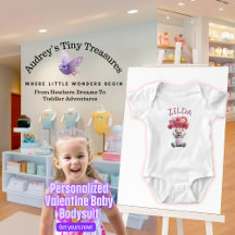 Personalisiert Baby's 1. Valentinstag Bodysuit