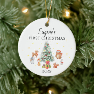 Personalisiert Baby's 1. Weihnachts-Rabbit-Deko Keramik Ornament