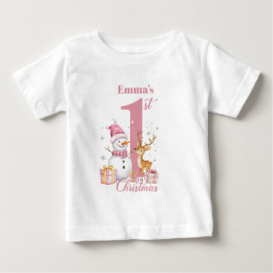 Personalisiert Baby's 1. Weihnachtsmädchen Baby T-shirt