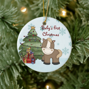 Personalisiert Baby's 1. Weihnachtspferd Ornament
