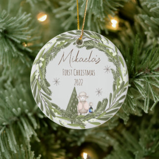 Personalisiert Baby's erstes Weihnachtsgeschenk Keramik Ornament