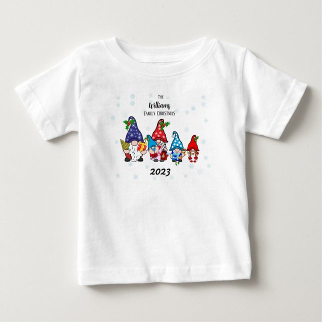 Personalisiert Baby's Family Gnomes Baby Baby T-shirt (Vorderseite)