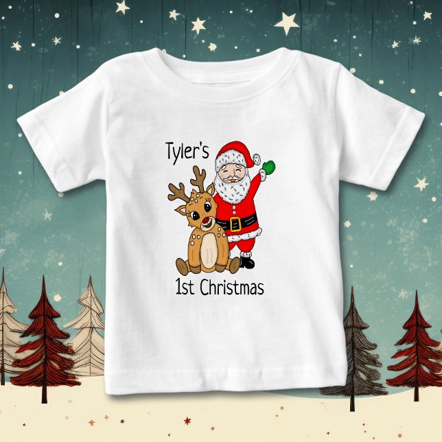 Personalisiert Baby's First Christmas Baby T-shirt (Von Creator hochgeladen)