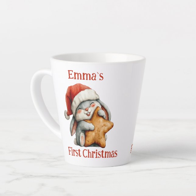 Personalisiert Baby's First Christmas Bunny Milchtasse (Linke Ecke)