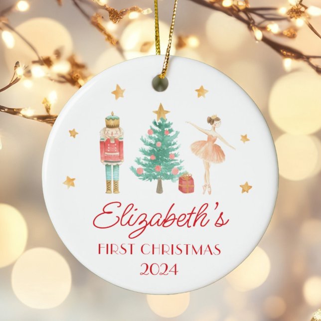 Personalisiert Baby's First Christmas Nutcracker Keramik Ornament (Von Creator hochgeladen)