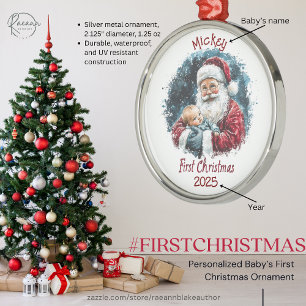Personalisiert Baby's First Christmas Ornament Aus Metall
