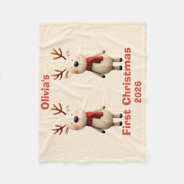 Personalisiert Baby's First Christmas Ornament Fleecedecke (Vorderseite)