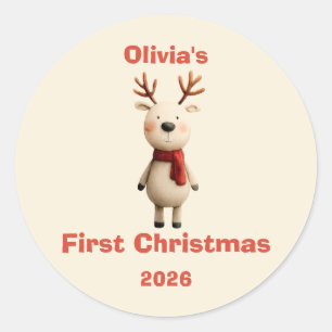 Personalisiert Baby's First Christmas Ornament Runder Aufkleber