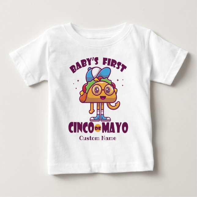 Personalisiert Baby's First Cinco de Mayo Baby T-shirt (Vorderseite)